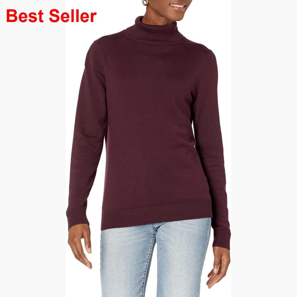 Cotton Blend Lightweight Turtleneck Sweater Pullover Classic Fit